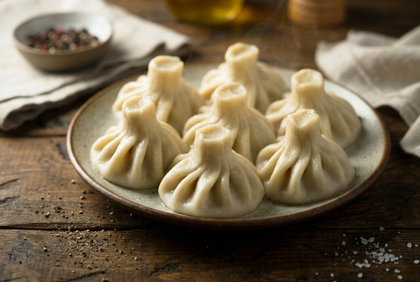 Khinkali – georgische Teigtaschen mit Fleischbrühe innen