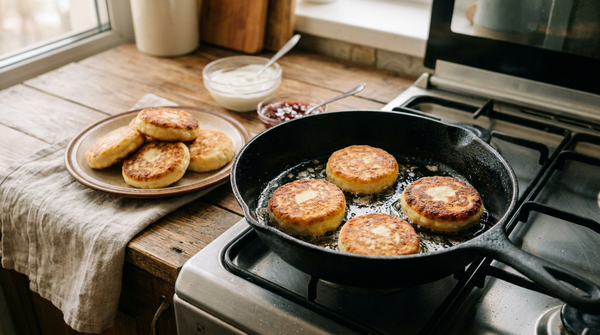 Syrniki Rezept – russische Quarkpfannkuchen aus der Pfanne