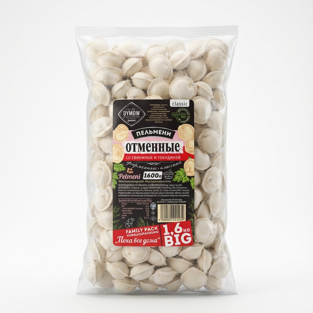 Dymow Pelmeni Otmennye Schwein-Rind Family Pack (1600g)