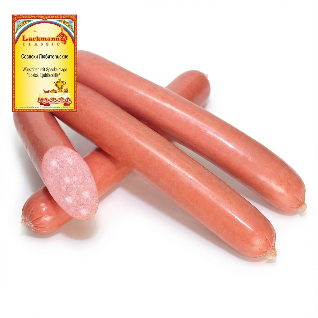 Lackmann Würstchen mit Speckeinlage "Sosiski Ljubitelskije" (450g)