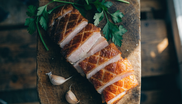 Gebratener Schweinebauch mit Knoblauch und Kräutern – saftiges Rezept nach Hausart