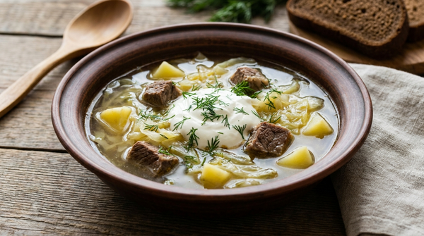 Kohlsuppe Schi – klassische russische Suppe mit frischem Weißkohl nach Hausart