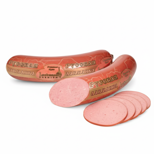 Brühwurstspezialität mit Speckeinlage "LACKMANNka Russkaja" (750g)