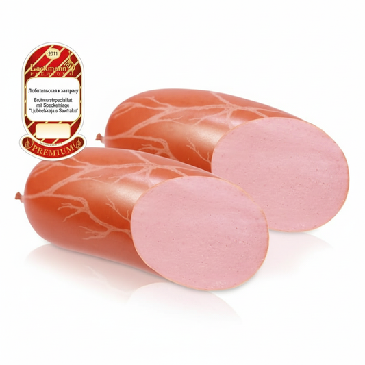 Brühwurstspezialität mit Speckeinlage "Ljubitelskaja k Sawtraku" (475g)