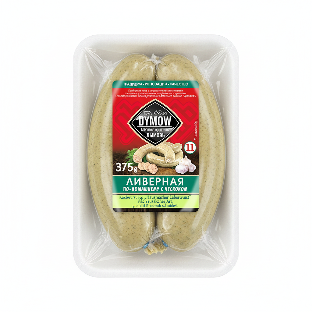 Dymow Leberwurst grob mit Knoblauch (375g) - Ливерная по-домашнему