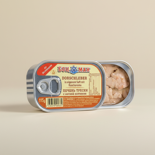 Lackmann Dorschleber geräuchert in eigenem Saft und Öl 115g