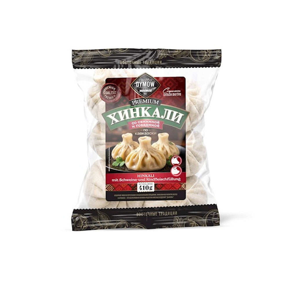 Packung Dymow Hinkali Premium mit Schweine- und Rindfleischfüllung, 410 g, tiefgefroren