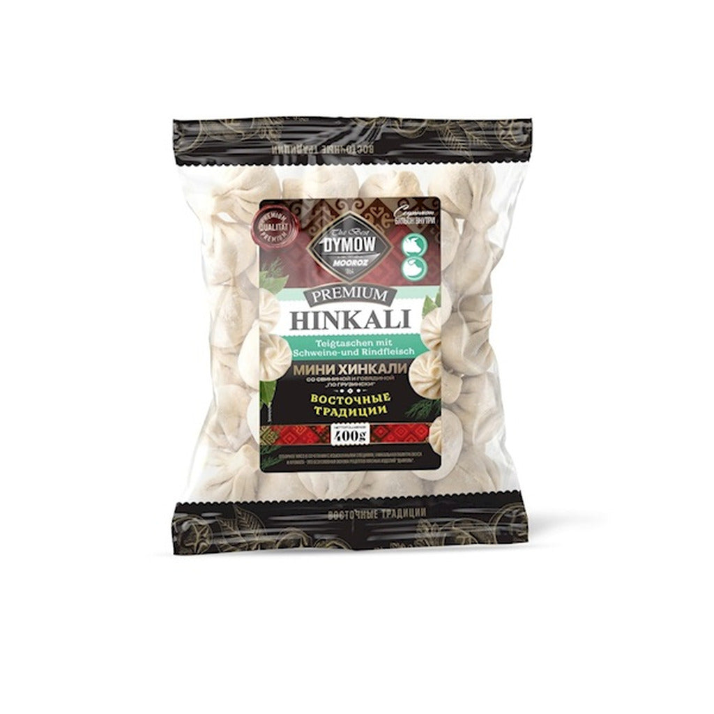 Packung Dymow Mini Hinkali Premium mit Schweine- und Rindfleischfüllung, 400 g, tiefgefroren