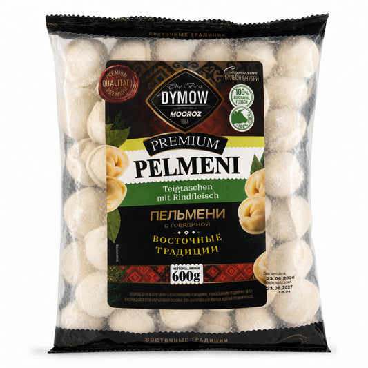 Packung Dymow Pelmeni Premium mit Rindfleisch, 600 g, tiefgefroren